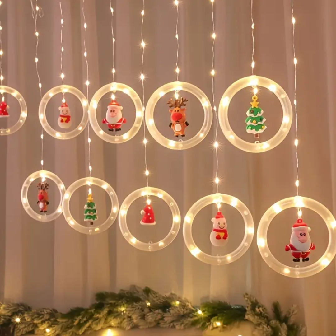 "Crea un Espectáculo Brillante✨: Luces LED de Cortina para una Navidad Mágica🎄🌟"