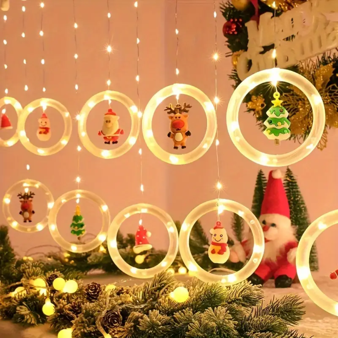 "Crea un Espectáculo Brillante✨: Luces LED de Cortina para una Navidad Mágica🎄🌟"